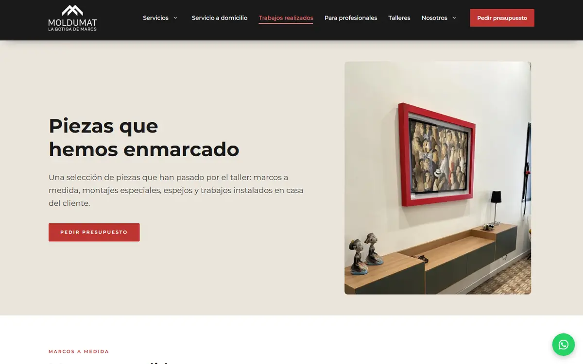 Página Trabajos realizados de moldumatart.com